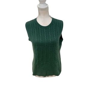 Lloyd & Taylor 100% 2 ply cashmere soft green cable knit vest Hong Kong size xl